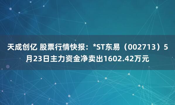天成创亿 股票行情快报：*ST东易（002713）5月23日主力资金净卖出1602.42万元