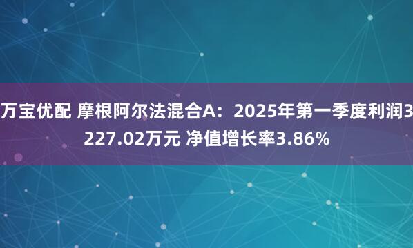 万宝优配 摩根阿尔法混合A：2025年第一季度利润3227.02万元 净值增长率3.86%